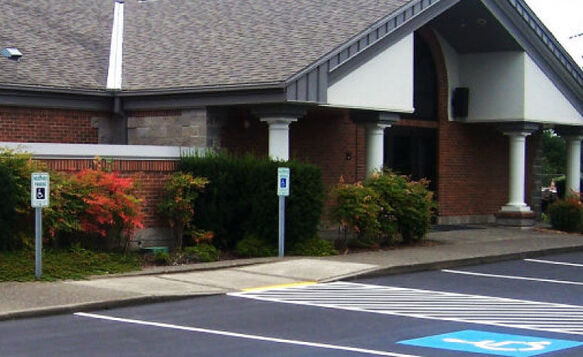 Handicap Parking Signs In Front Of Church