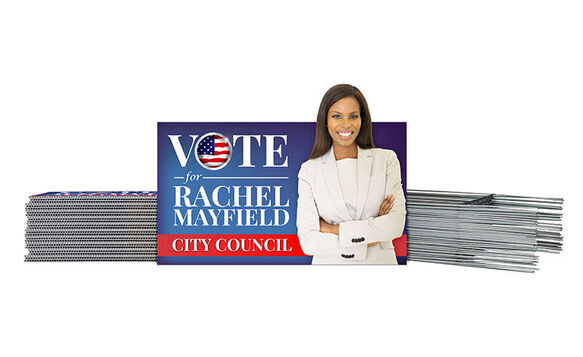 Yard Signs Stacked With Political Sign Front View